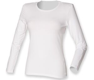 Skinnifit SK124 - Women's long-sleeved stretch T-shirt White