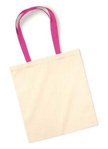 Westford mill W101C - Bag For Life - Contrast Handles Natural/Fuchsia