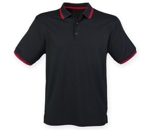Henbury HY482 - Polo collar and contrasting sleeves Black / Red