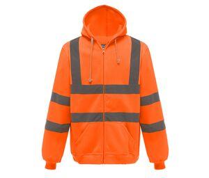Yoko YKK07 - High visibility zip-up hoodie Hi Vis Orange